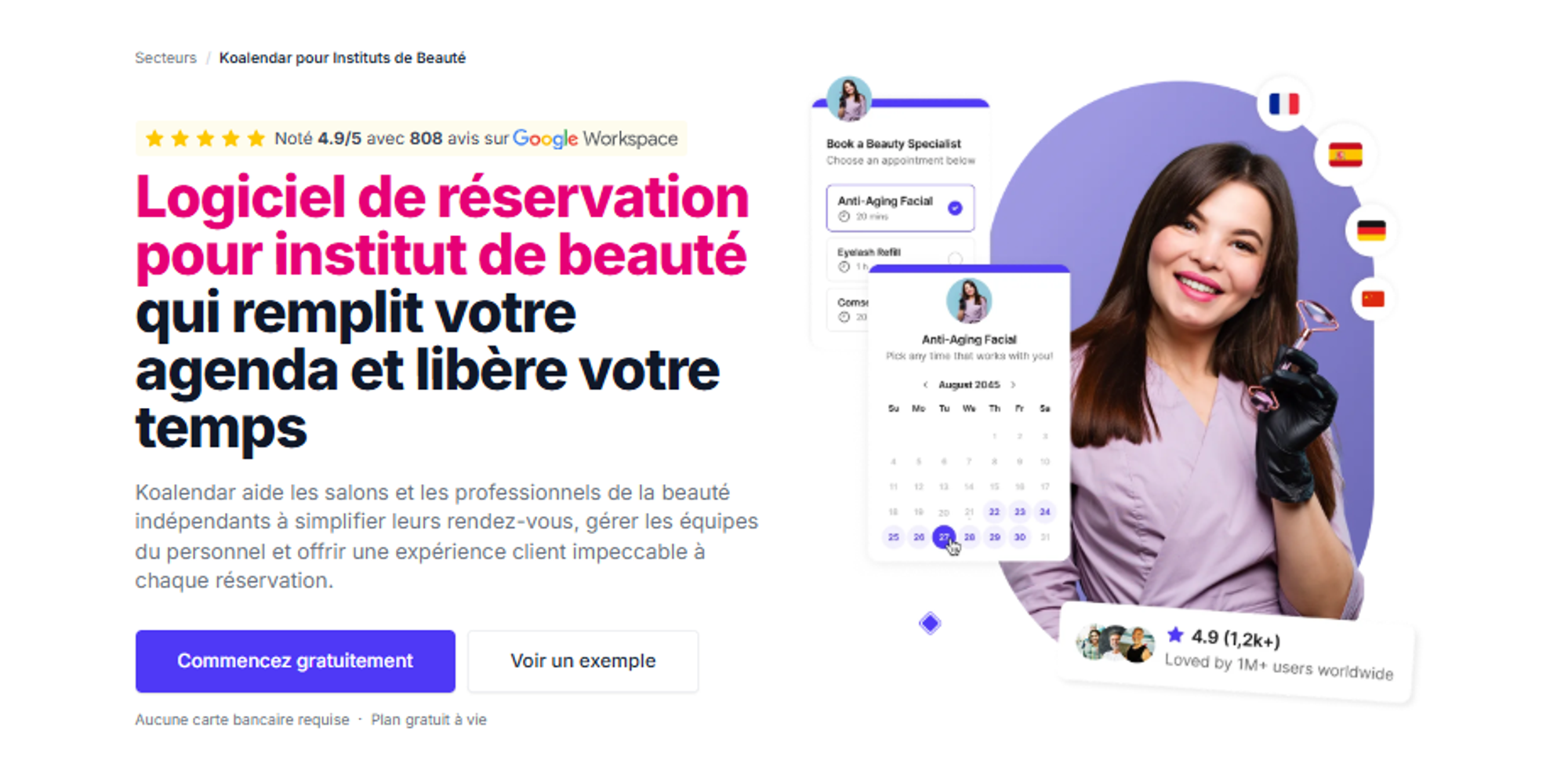 application de réservation de salon Koalendar
